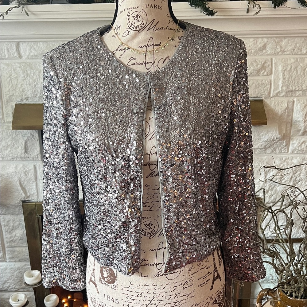 R&M Richards Silver Sequin Blazer - Picture 2 of 4